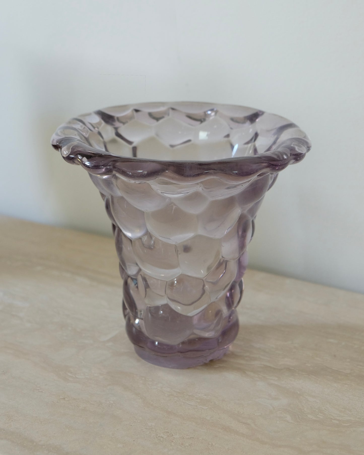 PURPLE ART DECO HONEYCOMB VASE