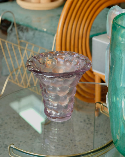 PURPLE ART DECO HONEYCOMB VASE