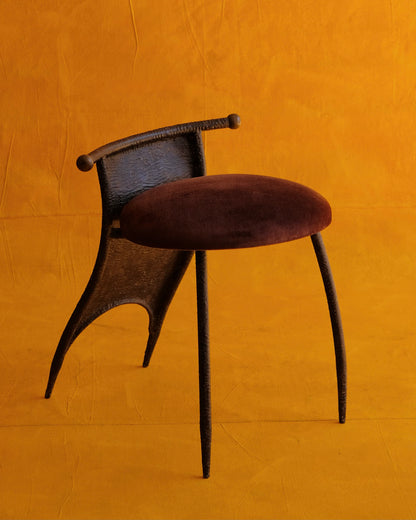 BRUTALIST METAL MIRROR w. SIDE CHAIR