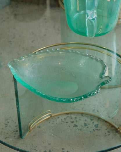 HAND BLOWN GLASS LEAF BOWL
