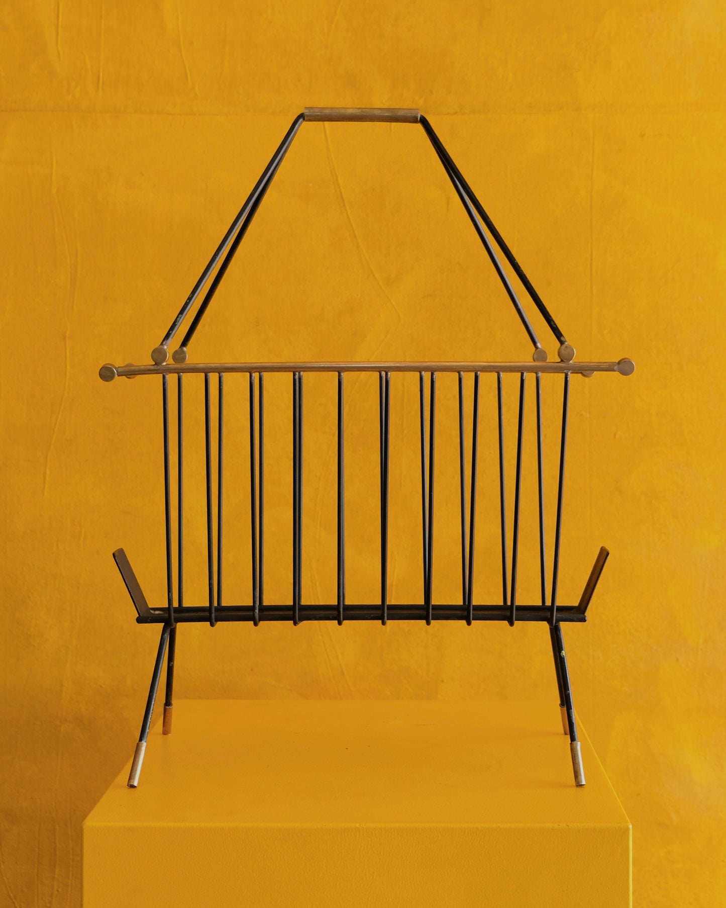 MODERNIST BRASS MAGAZINE RACK