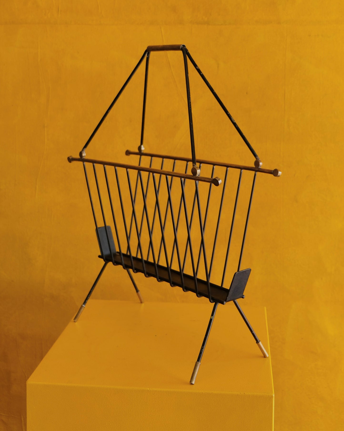 MODERNIST BRASS MAGAZINE RACK