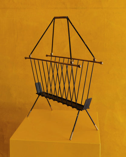 MODERNIST BRASS MAGAZINE RACK