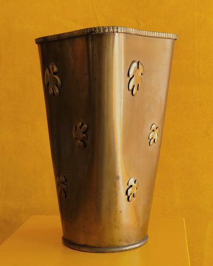 BRASS FLORAL ABSTRACT UMBRELLA STAND