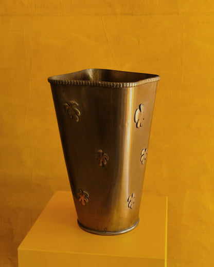 BRASS FLORAL ABSTRACT UMBRELLA STAND