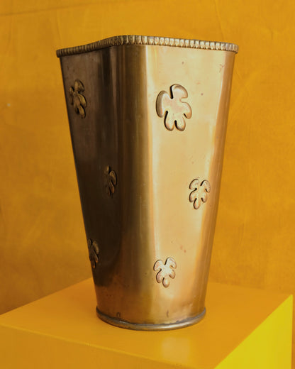 BRASS FLORAL ABSTRACT UMBRELLA STAND