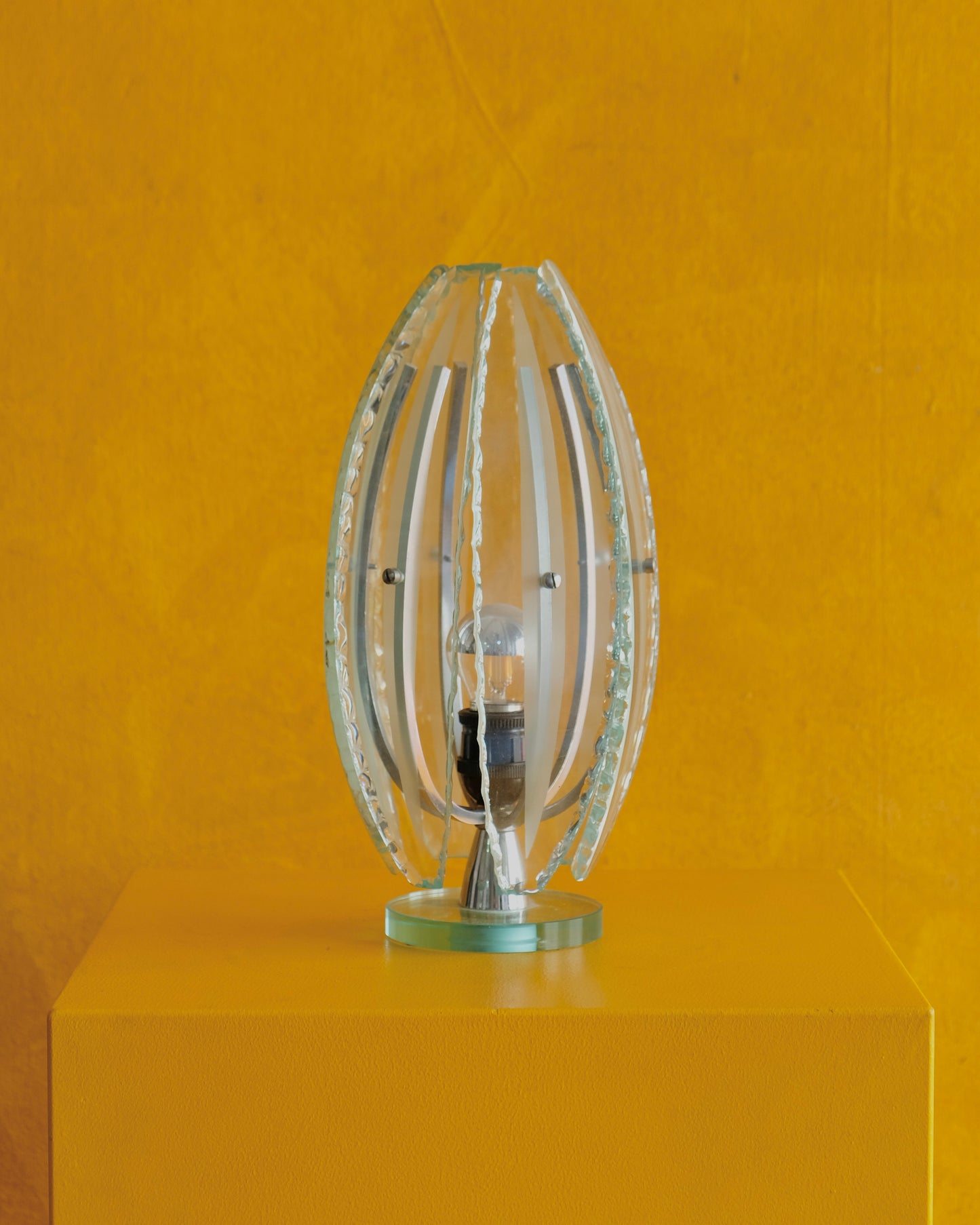 HAND CARVED GLASS CAGE LAMP