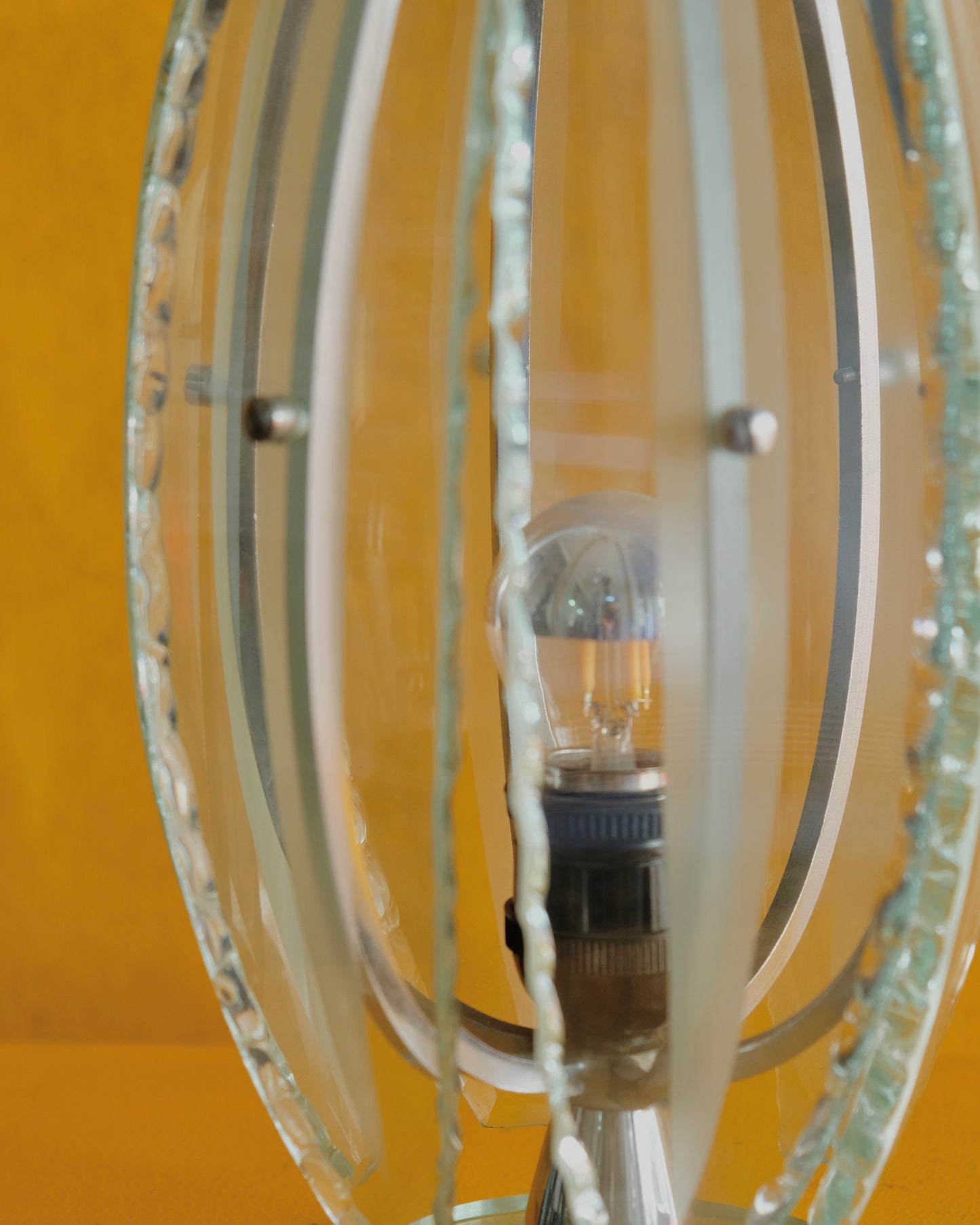 HAND CARVED GLASS CAGE LAMP