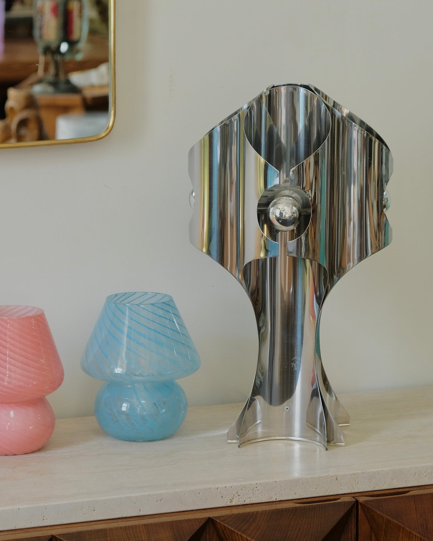 CURVED CHROME TABLE LAMPS