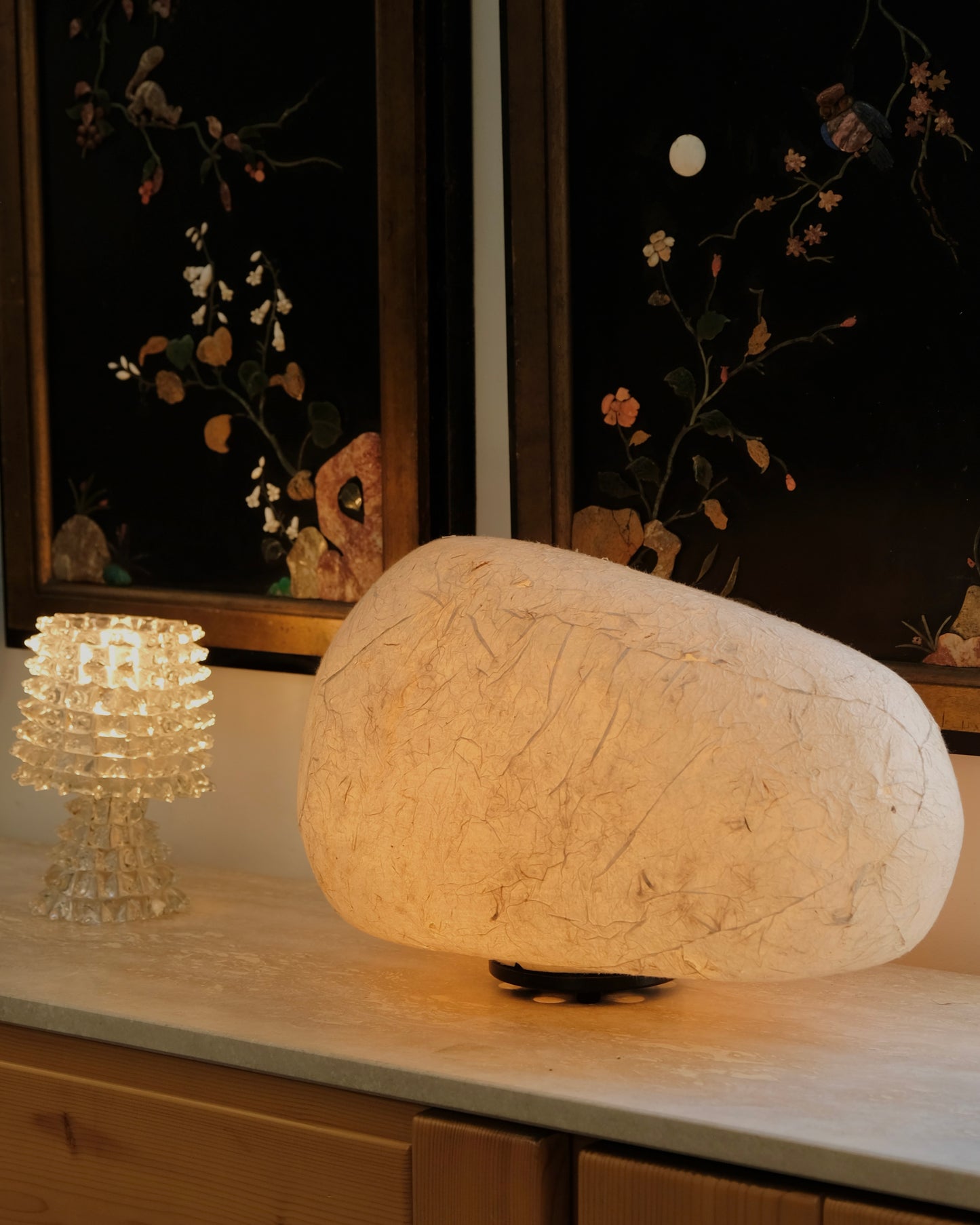 PAPIER MACHE STONE LAMP