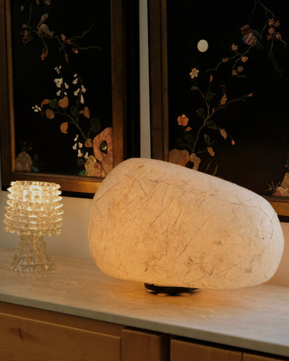 PAPIER MACHE STONE LAMP
