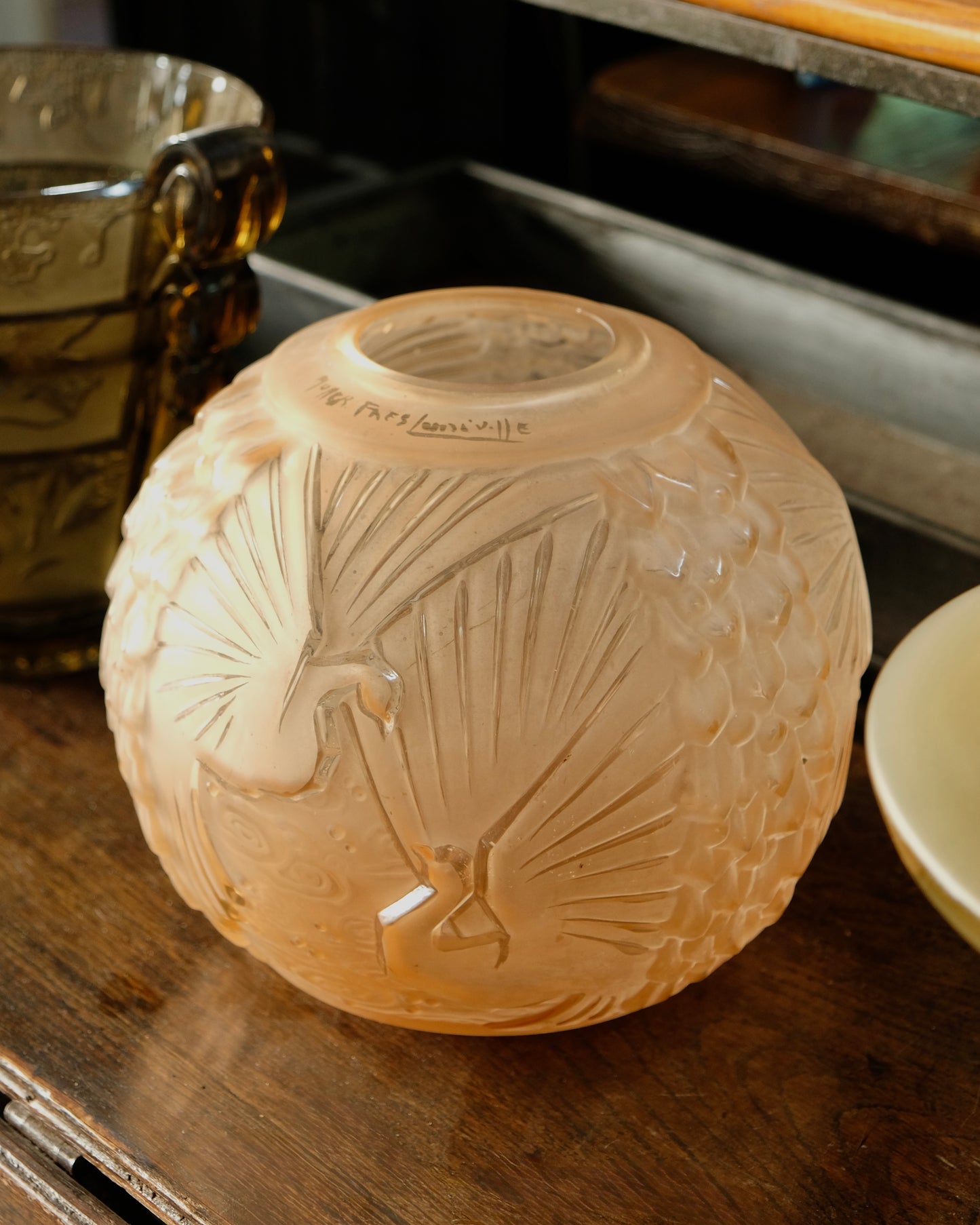 SCRIBE SIGNED BLUSH FROSTED GLASS VASE