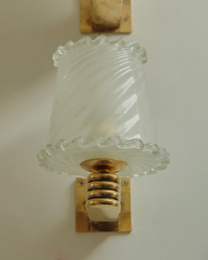 TRIO OF SCALLOP LINED PULEGOSO SCONCES
