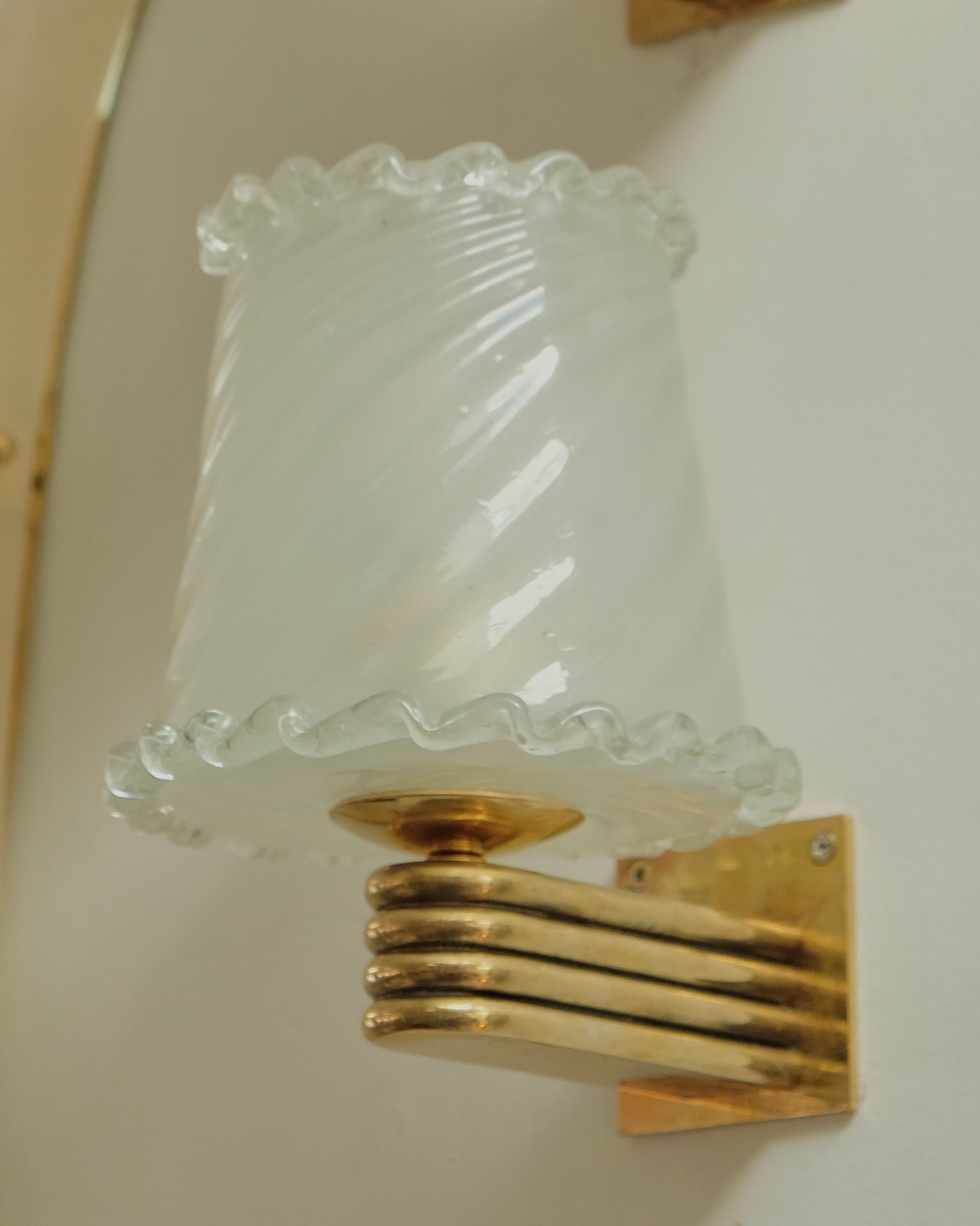 TRIO OF SCALLOP LINED PULEGOSO SCONCES