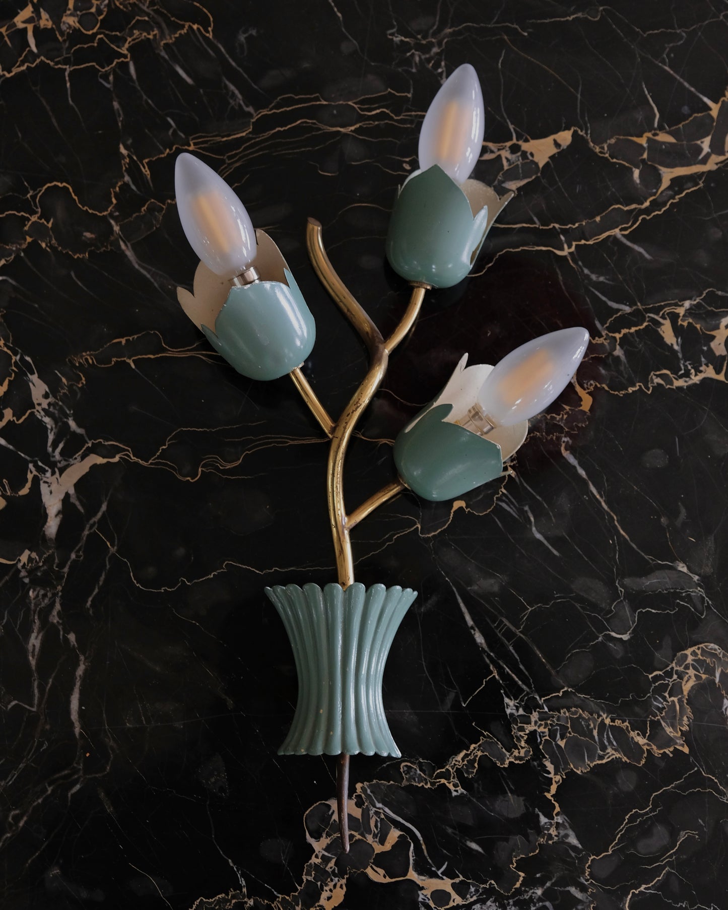 BRASS FLORAL STILNOVO WALL SCONCES