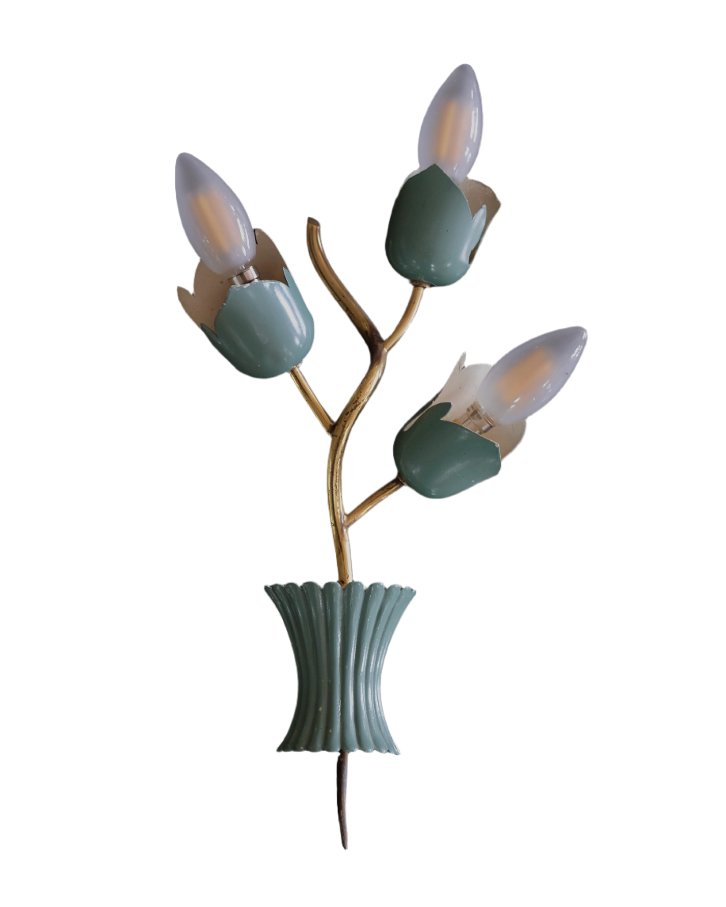 BRASS FLORAL STILNOVO WALL SCONCES
