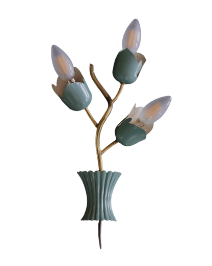 BRASS FLORAL STILNOVO WALL SCONCES