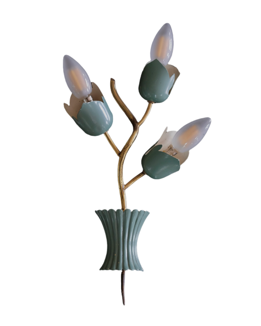 BRASS FLORAL STILNOVO WALL SCONCES