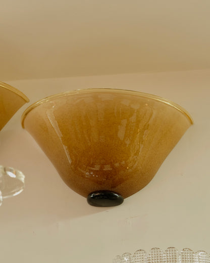 TRIO OF MURANO MEDALLION GLASS WALL SCONCES