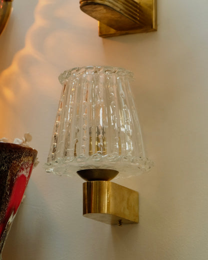 PAIR OF MURANO SEEDED GLASS BRASS MOUNT SCONCES