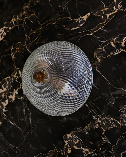 PAIR OF PETITE DIAMOND CUT MURANO GLASS FLUSH MOUNTS