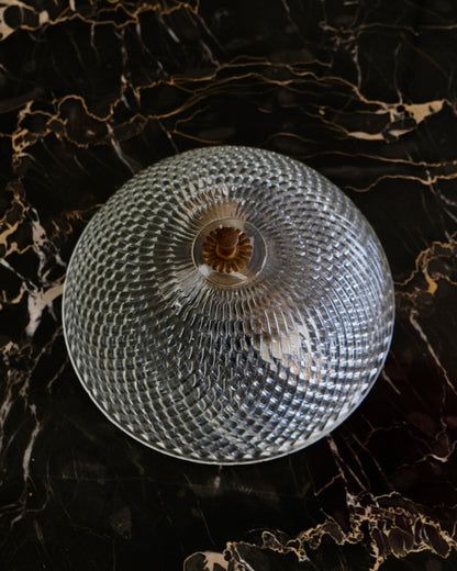 PAIR OF PETITE DIAMOND CUT MURANO GLASS FLUSH MOUNTS