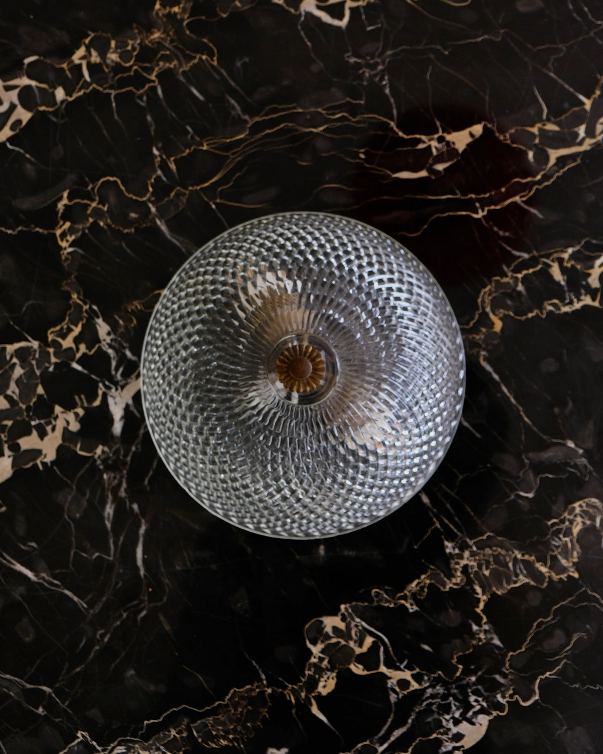 PAIR OF PETITE DIAMOND CUT MURANO GLASS FLUSH MOUNTS
