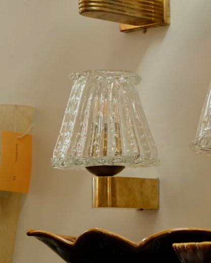 PAIR OF MURANO SEEDED GLASS BRASS MOUNT SCONCES