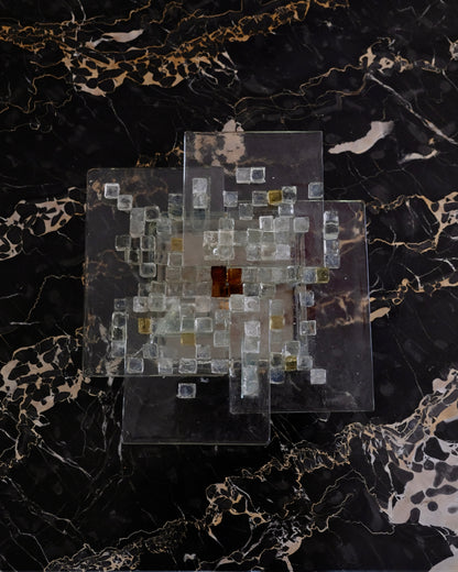 LAYERED SQUARE MURANO GLASS SCONCE w. AMBER CENTRE