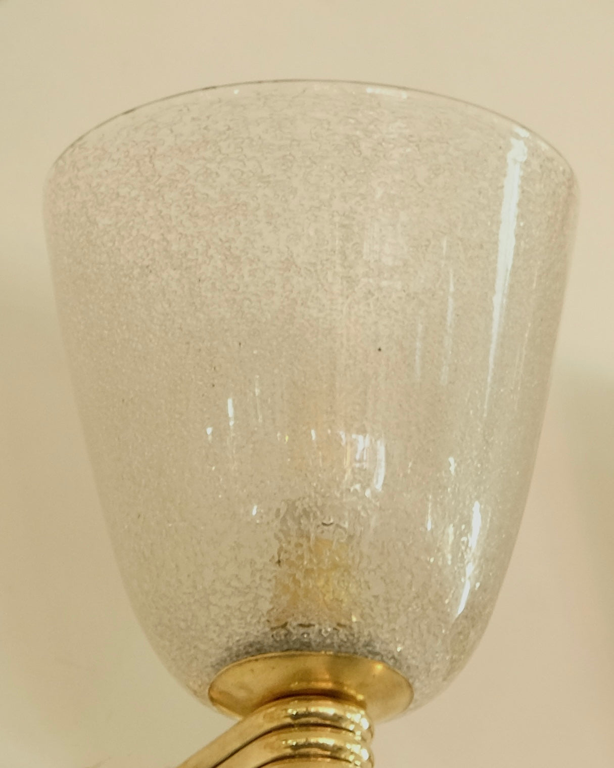 TRIO OF BRASS MOUNT SPECKLED MURANO GLASS SCONCES