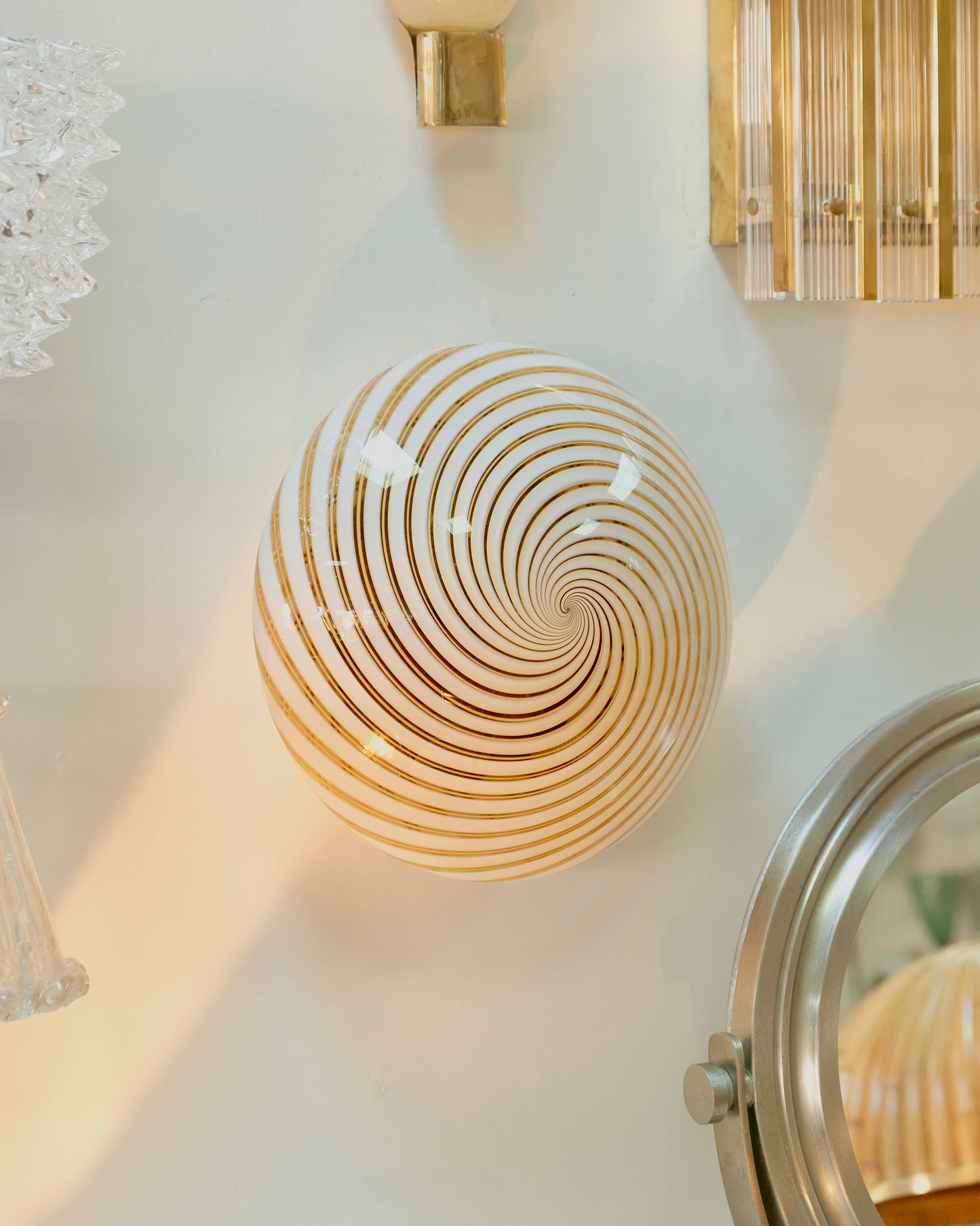 SINGLE AMBER SWIRL MURANO GLASS SCONCE