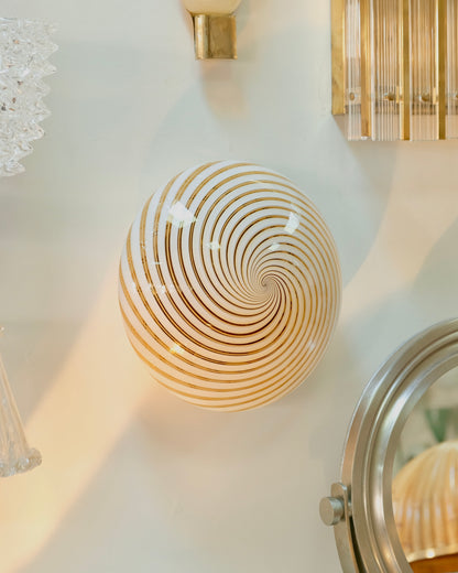 SINGLE AMBER SWIRL MURANO GLASS SCONCE