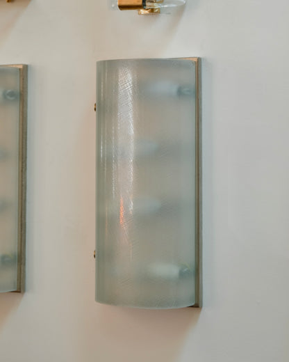 FOUR LIGHT TEXTURED FONTANA ARTE BRASS CLIP SCONCES
