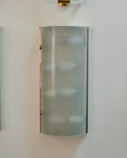FOUR LIGHT TEXTURED FONTANA ARTE BRASS CLIP SCONCES