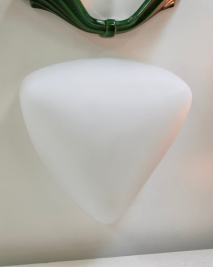 PAIR OF FROSTED GLASS STONE SCONCES w. HANDLE MOUNT