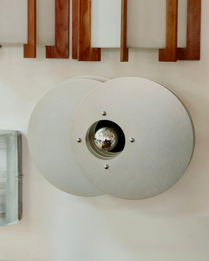 PAIR OF SATURN ALUMINUM SCONCES