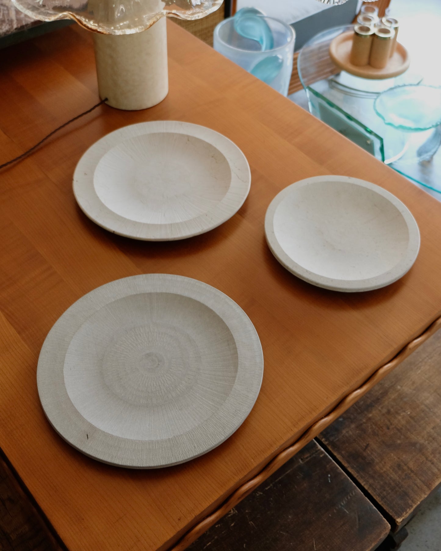 SET OF THREE DECORATIVE ITALIAN STONE PLATES