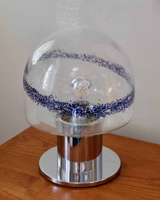 MURANO GLASS TABLE LAMP W/ MOTTLED BLUE STRIPE