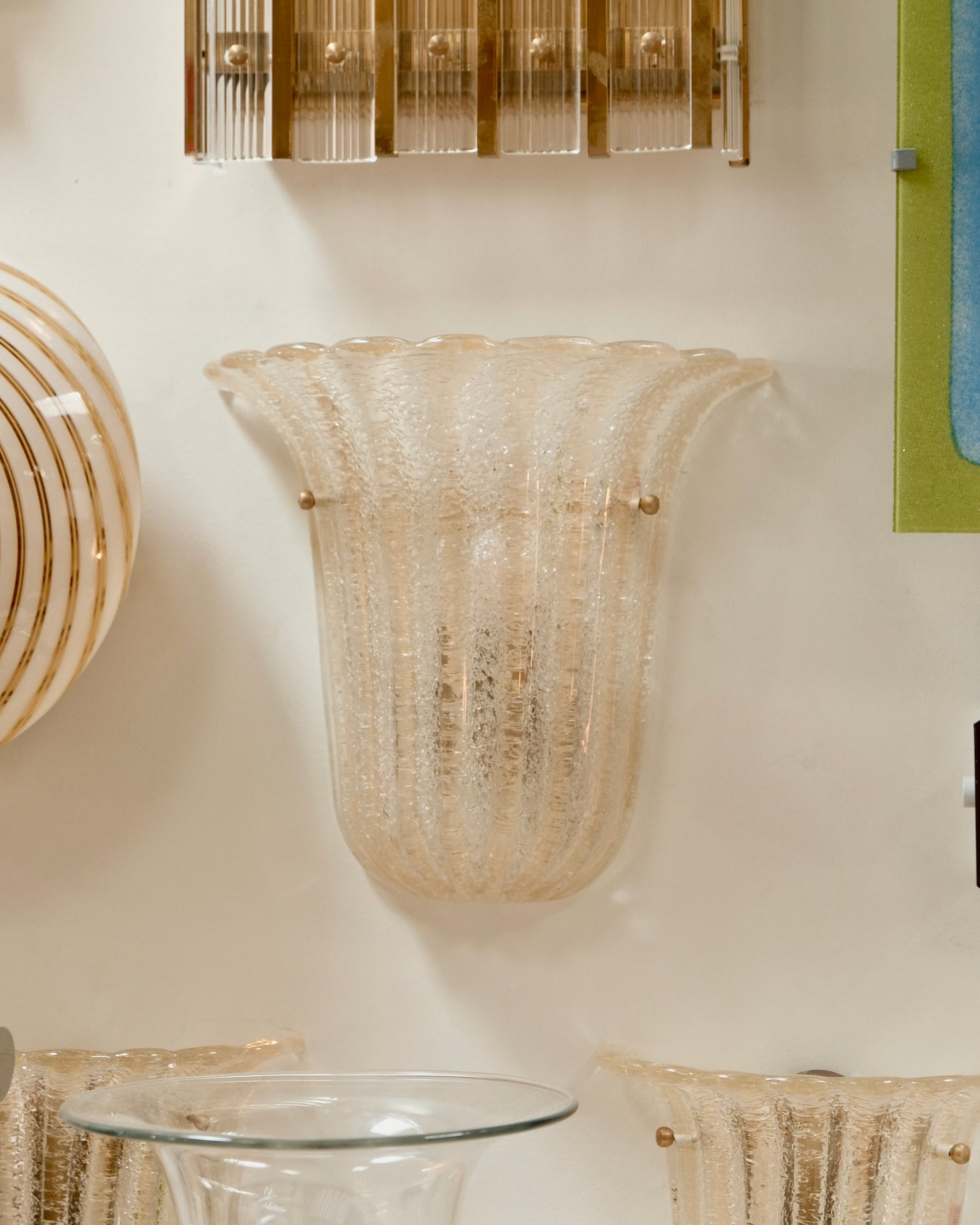 SINGLE BAROVIER & TOSO FLUTED AMBER SCONCE