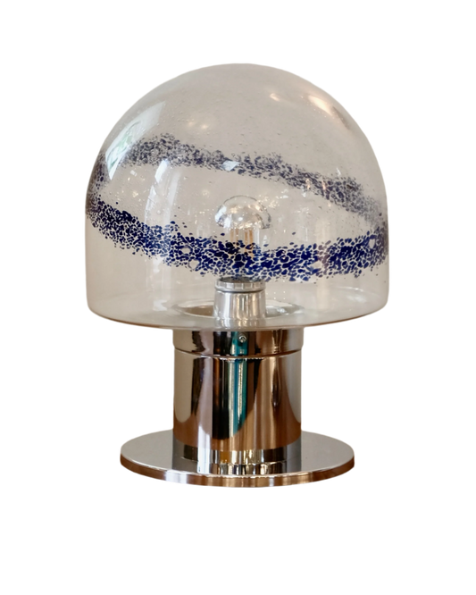 MURANO GLASS TABLE LAMP W/ MOTTLED BLUE STRIPE