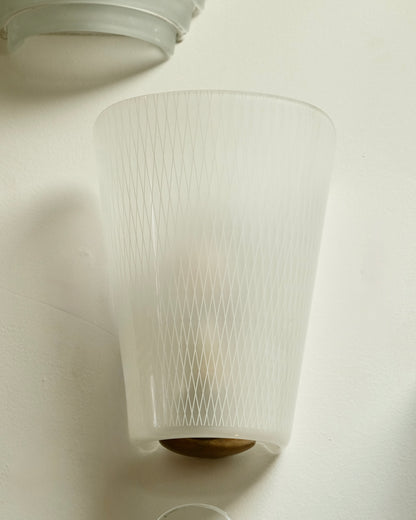 PAIR OF CURVED CROSS HATCH SCONCES