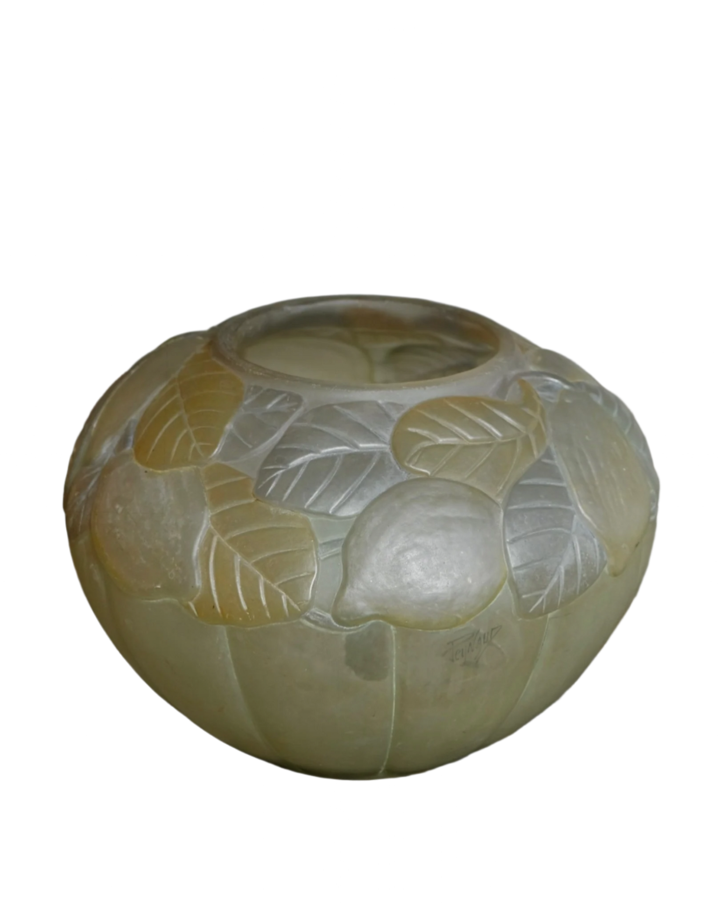 SIGNED ETCHED LEAF VASE