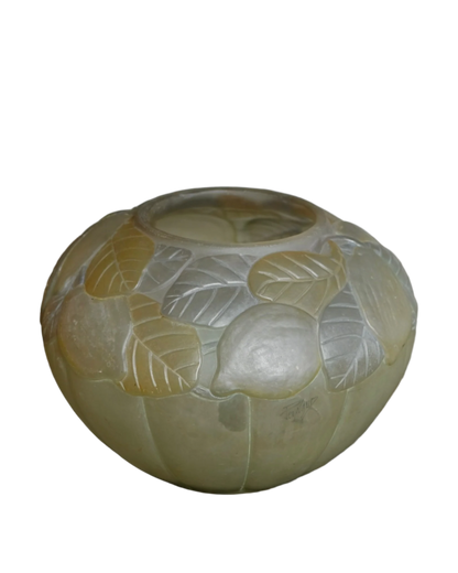 SIGNED ETCHED LEAF VASE