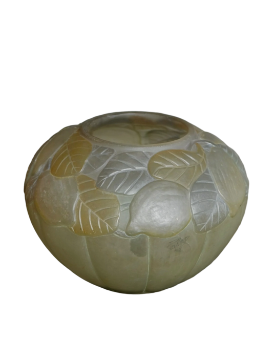 SIGNED ETCHED LEAF VASE
