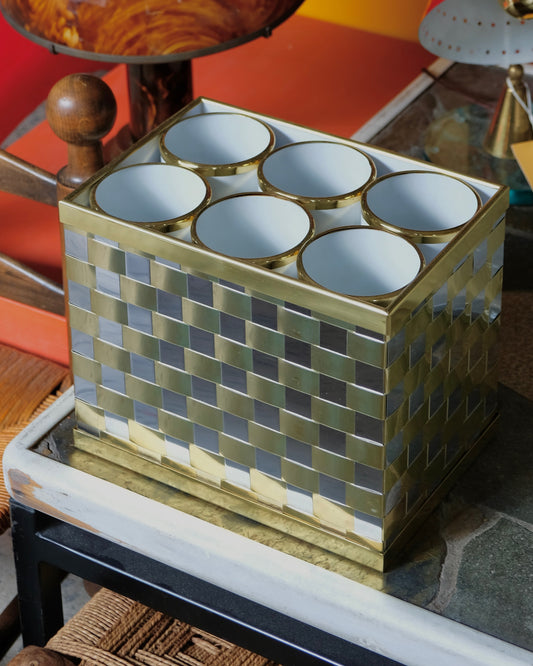 BRASS CHECKERED WINE STAND