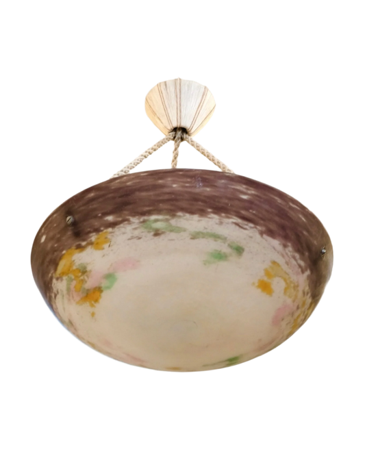 MULTICOLOURED DISH PENDANT w. ROPE MOUNT