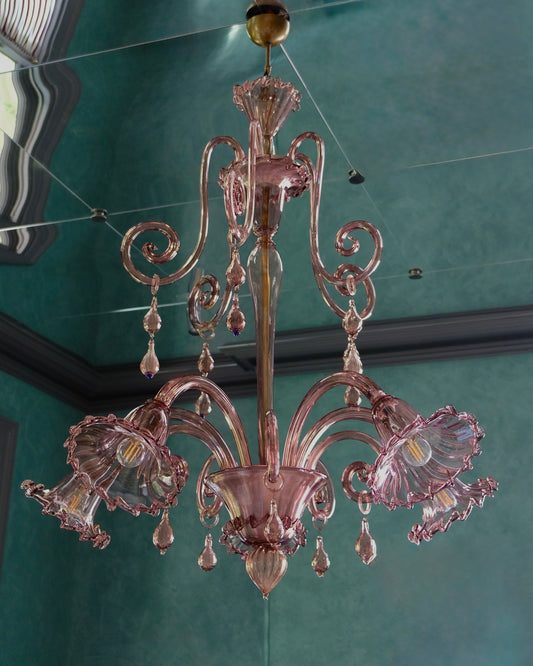 PINK MURANO GLASS VENETIAN CHANDELIER