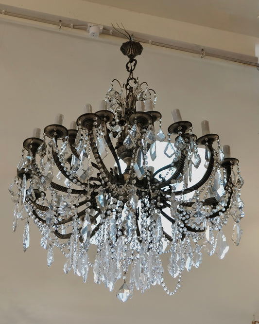 TWENTY FOUR LIGHT FLORAL IRON CHANDELIER