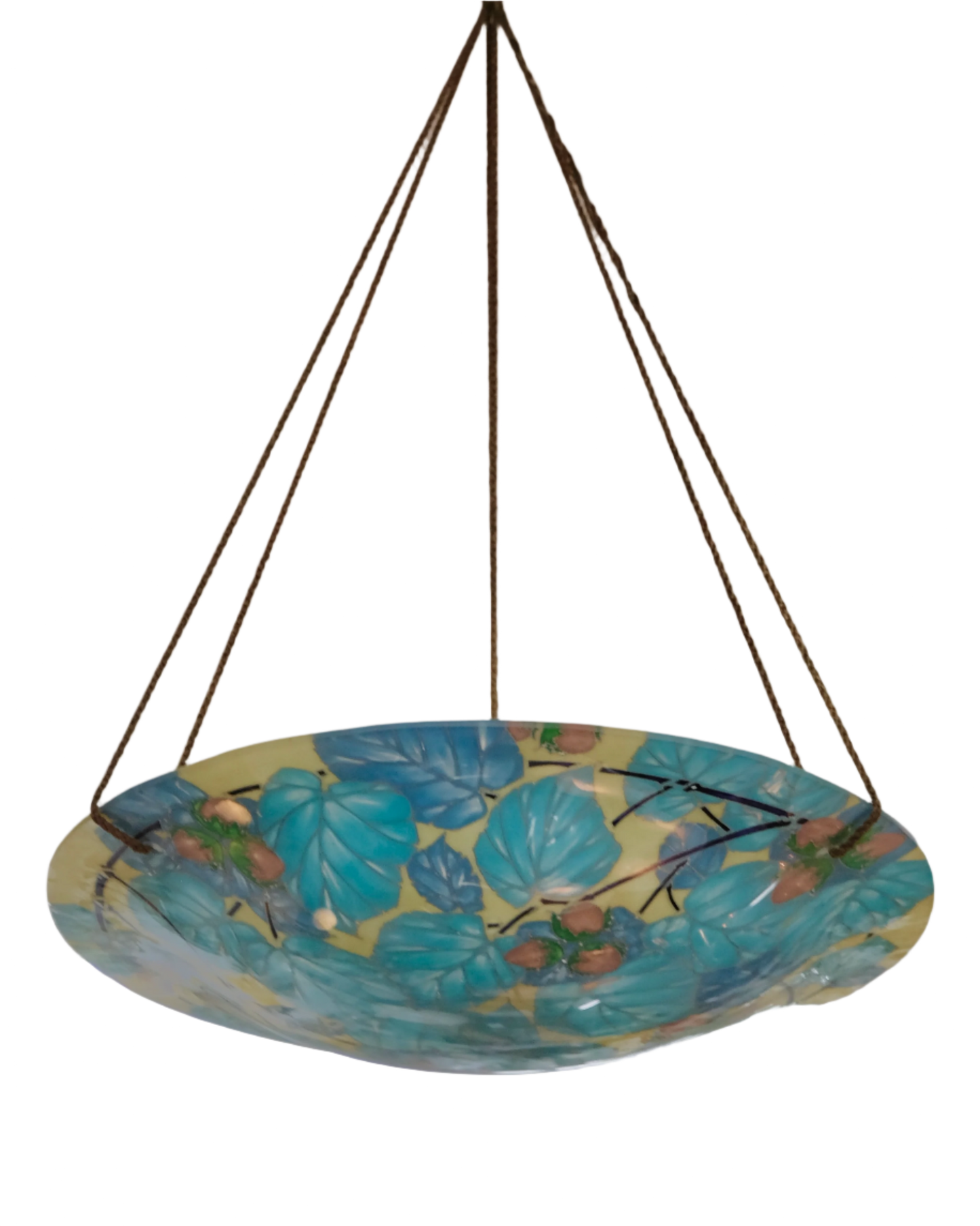 ART DECO HAND PAINTED FLORAL PENDENT LIGHT