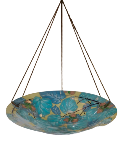 ART DECO HAND PAINTED FLORAL PENDENT LIGHT